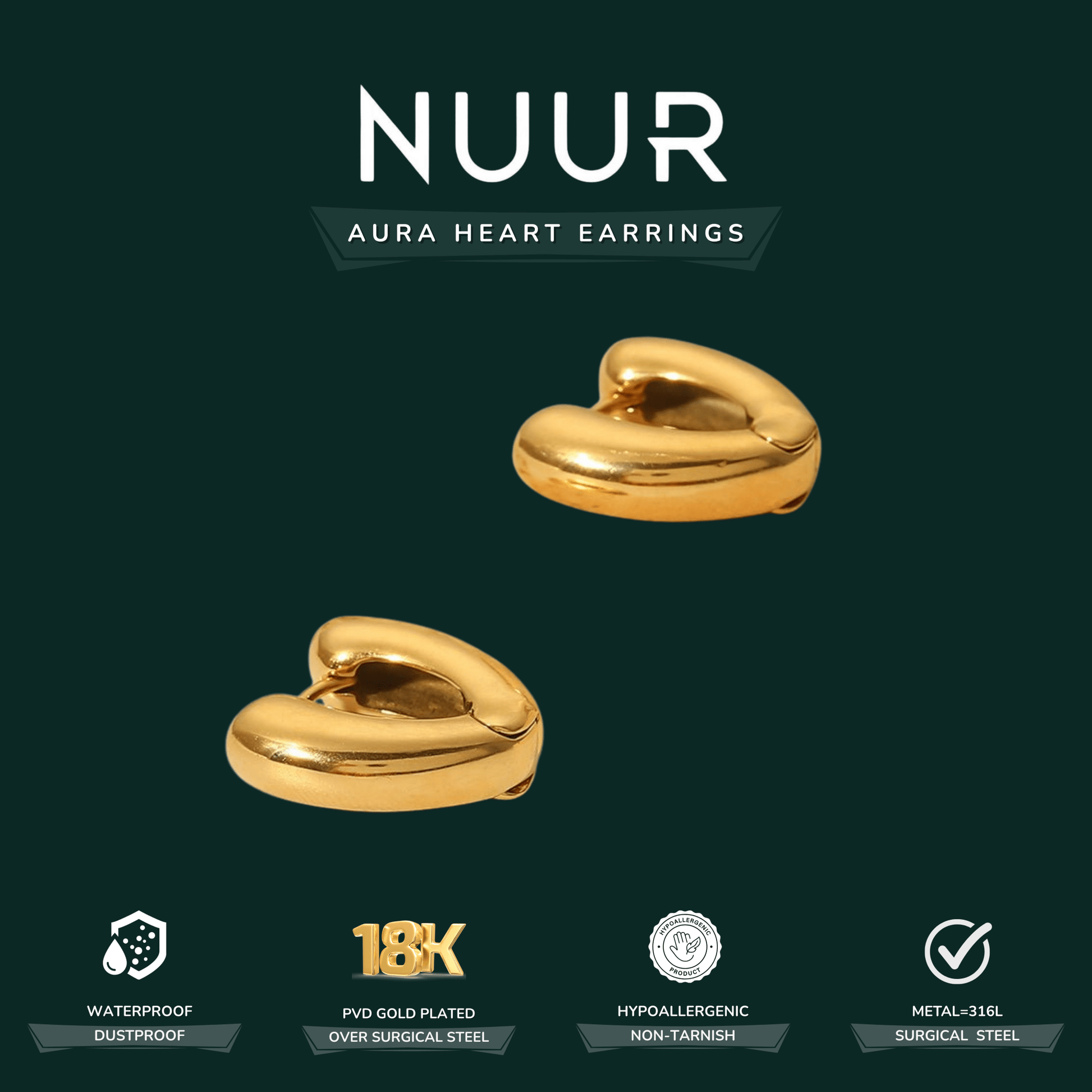 Aura Heart Earrings - Nuur