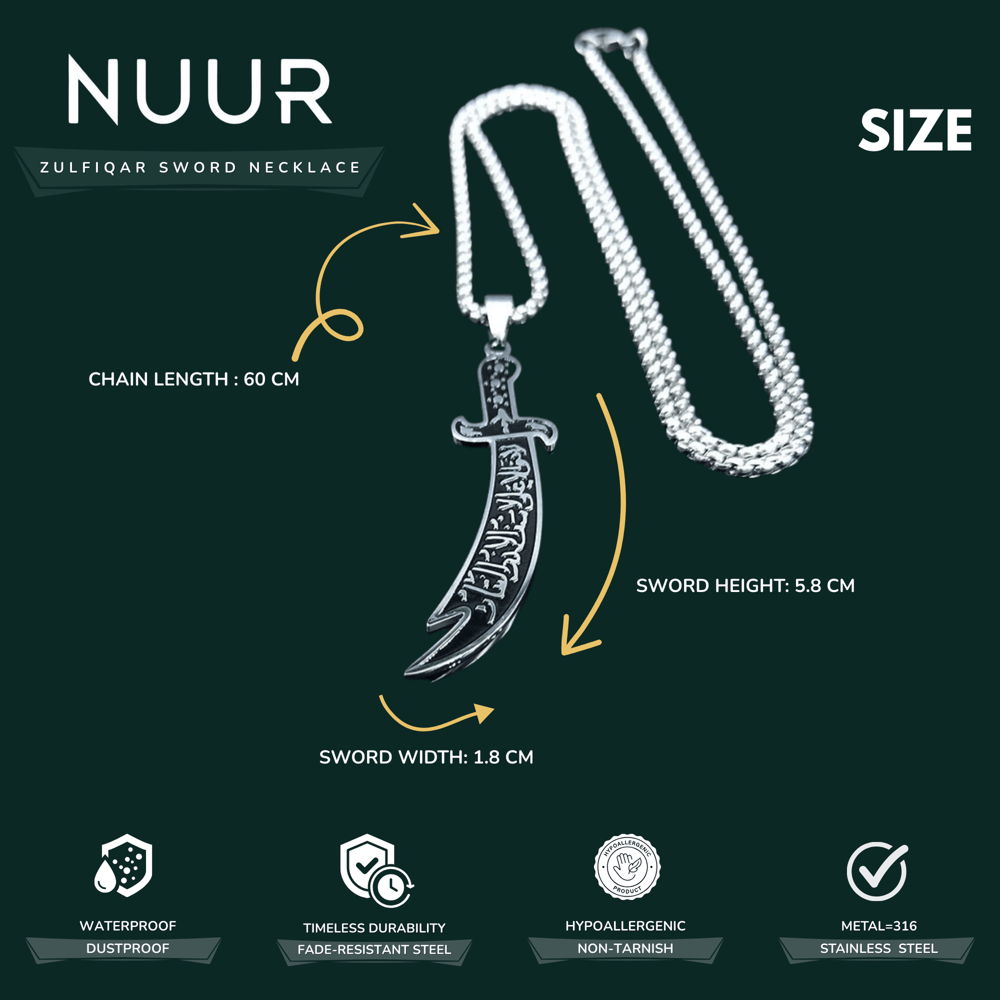 Zulfiqar Sword Necklace - Nuur